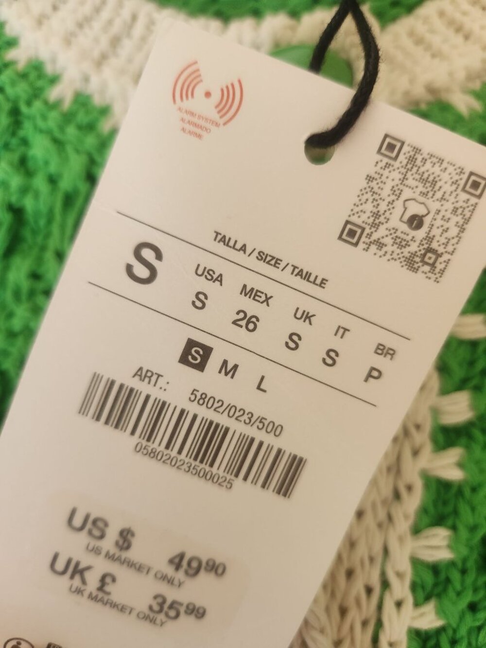 Zara Women's Sz. S Green & Ivory Crochet Large Button Vest NWT - Picture 3 of 7